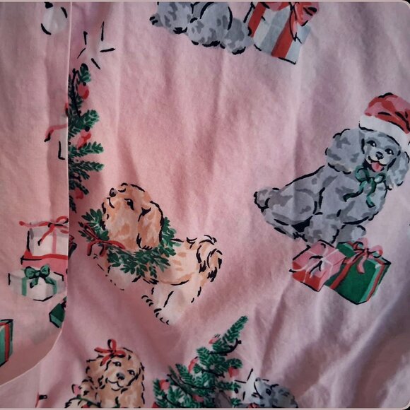 Printfresh Pink Christmas Dog Organic Cotton Vintage Style Holiday Lounge Robe - Picture 5 of 7